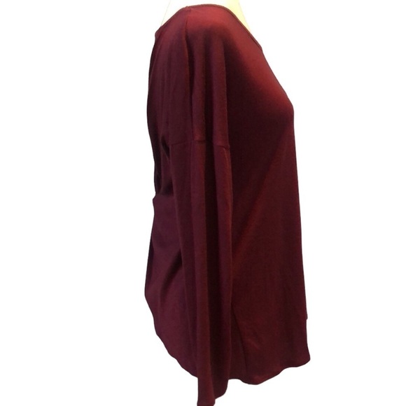 Soft And Flowy Burgundy V Neck Top With Criss Cross Knot Back NWT - Picture 5 of 13